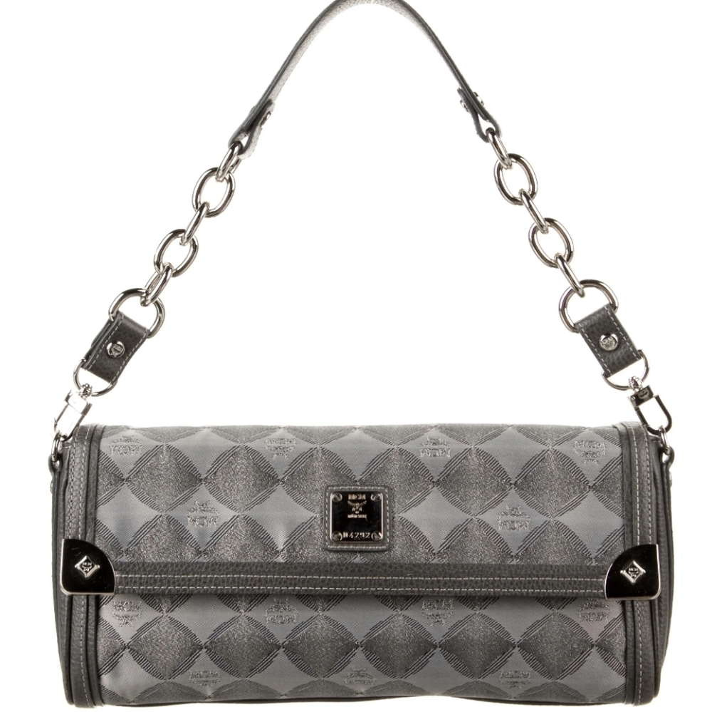 MCM RARE Gray Canvas Glitter Handbag in EUC